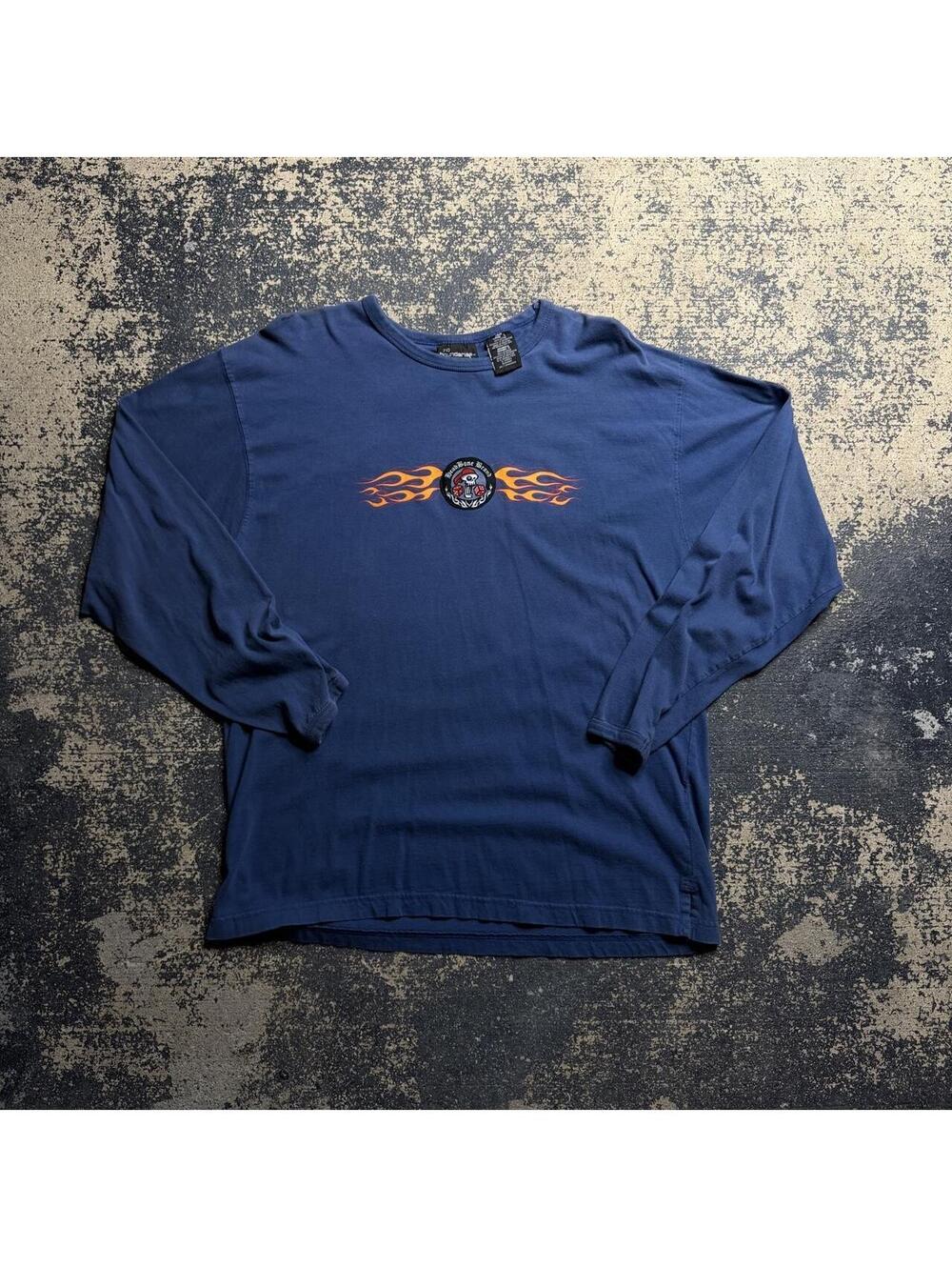 Vintage Y2K No Boundaries Flame Skeleton Long Sleeve Tee